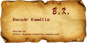 Becsár Kamélia névjegykártya